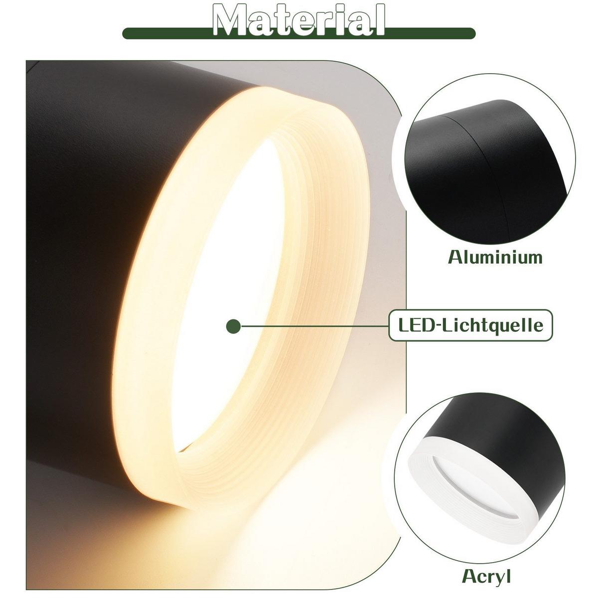 AUFBAULEUCHTE Aalen II 8.3/8.3/8.5cm - Schwarz, Metall (8.3/8.3/8.5cm) - Nettlife
