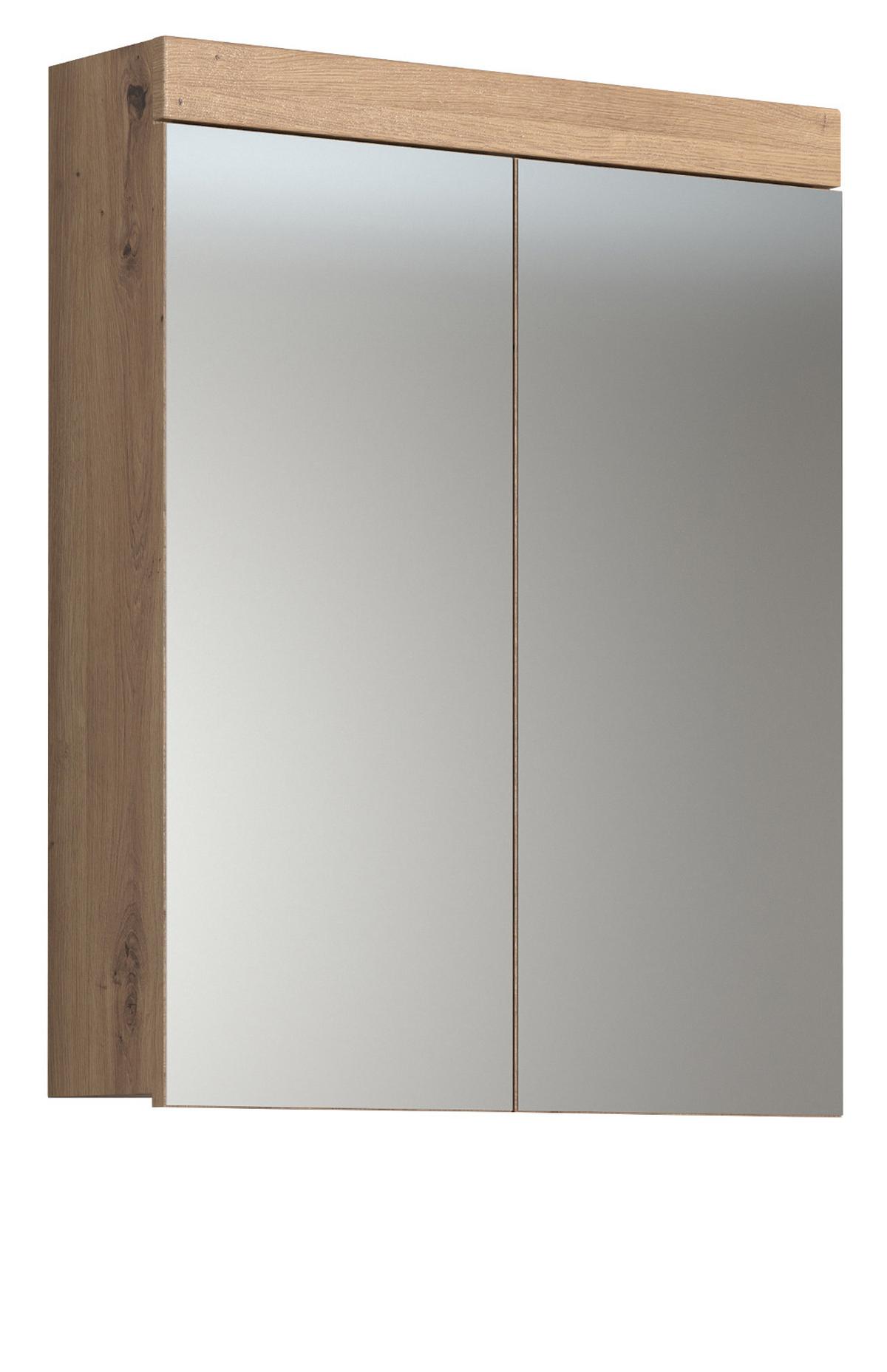 SPIEGELSCHRANK Asteiche 60 x 77 cm, Badschrank 2-türig - Eichefarben, Glas/Holzwerkstoff (60/77/17cm) - Top.Furn