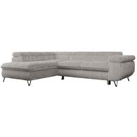 ECKSOFA PEDRO L Hellgrau Cord - Links Seite - Hellgrau/Schwarz, Textil/Metall (208/273cm) - MKS