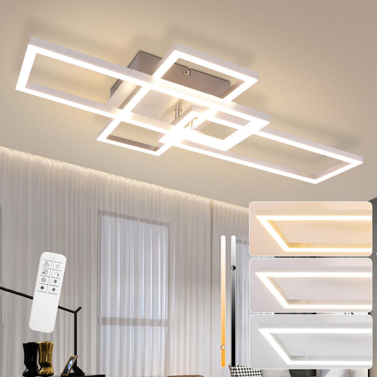 LED-DECKENLEUCHTE Flamhain 64.3/35/9.5 cm - Silberfarben, Kunststoff/Metall (64.3/35/9.5cm) - ZMH
