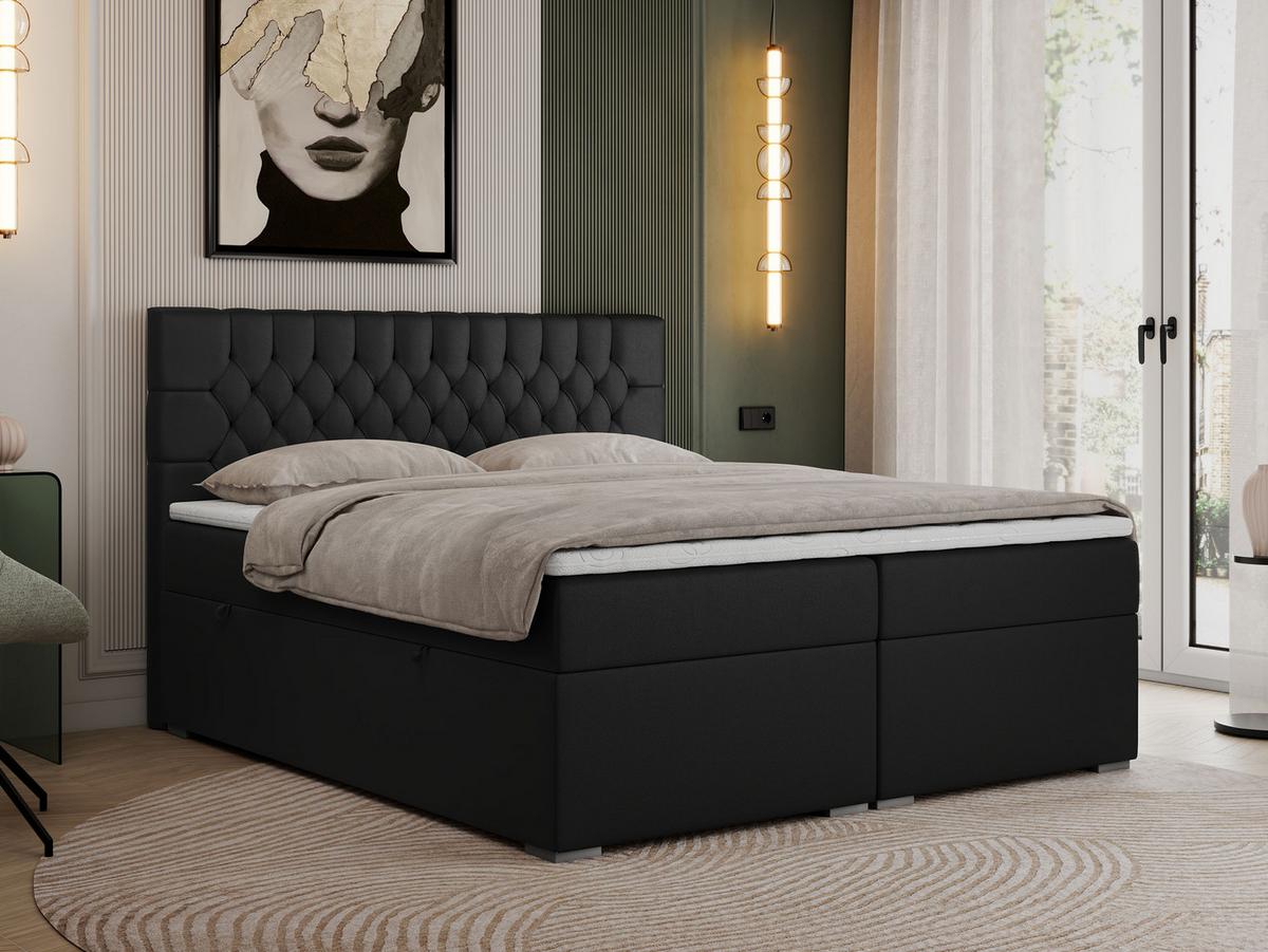 BOXBETT PERA 200/200 Schwarz Kunstleder - H3 - Schwarz, Holz/Textil (200/200cm) - MKS