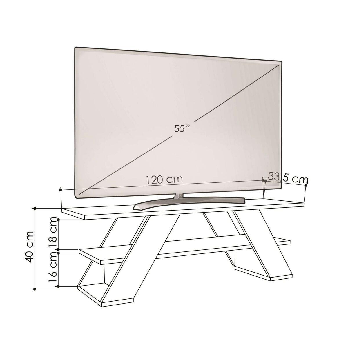 TV-MÖBEL 3 Regale L120 cm - Farfalla - Weiß, Holzwerkstoff (33.5/40/12.2cm) - Calicosy