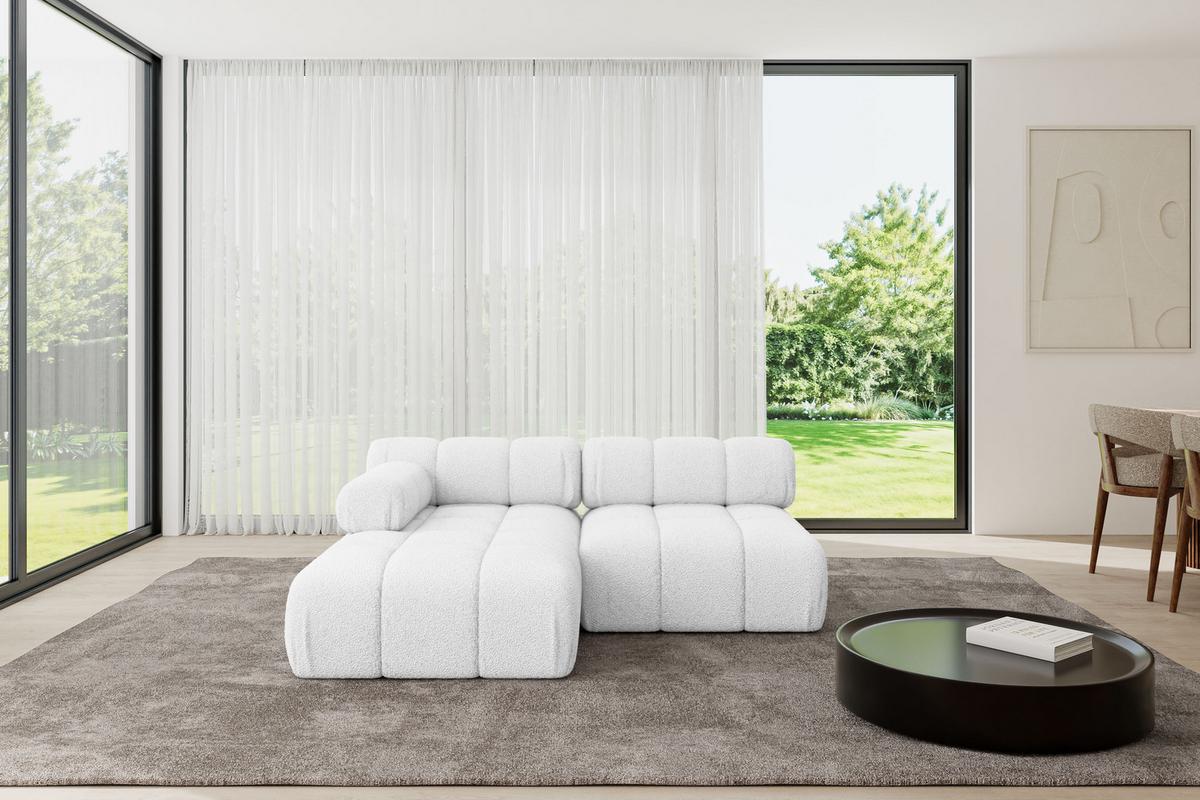 ECKSOFA modulares Sofa Razon-L1 - 190x160x70 cm Weiß Bouclé - Weiß, Holzwerkstoff/Textil (190/160cm) - ALTDECOR