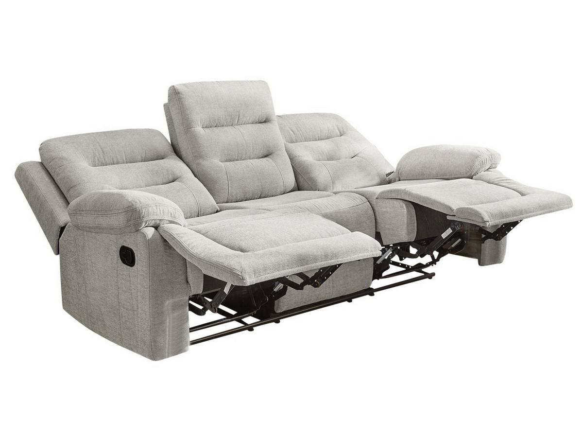 3-SITZER-RELAXSOFA Federkern, Liegefunktion verstellbar durch halbautomatische Relaxfunktion B220/T98/H103 cm, Chenille Grau / 15503 - Schwarz/Grau, Textil (220/103/98cm) - luma-home