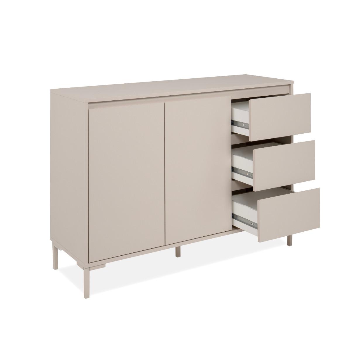 SIDEBOARD 2 Türen und 3 Schubladen, kaschmirfarben 40/87/120 cm - Beige, Holzwerkstoff (40/87/48cm) - Calicosy