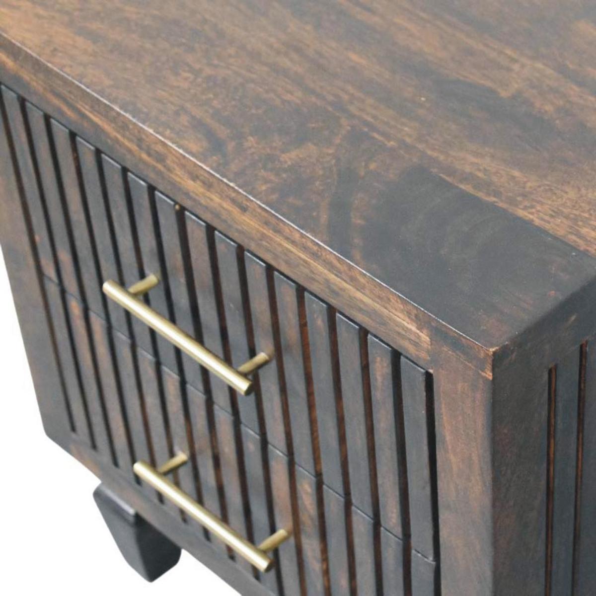 NACHTKASTEN Belmont, 2 Schubladen, Dunkelbraun - Dunkelbraun/Messingfarben, Holz/Metall (45/55/35cm) - Artisan Furniture