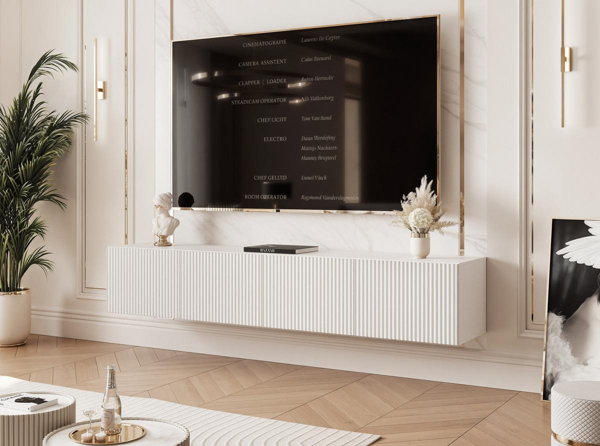 TV-LOWBOARD ANGEL Weiß hängend mit LED-Beleuchtung 200 cm - Weiß, Holzwerkstoff (200/36/40cm) - Idohome