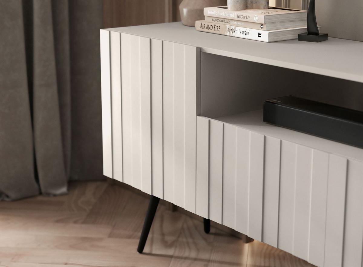 TV-SCHRANK Elpis Kaschmir Matt mit Metallbeine Glamour 150 cm - Kaschmir, Holzwerkstoff (150/60.5/36.5cm) - Meble Lindner