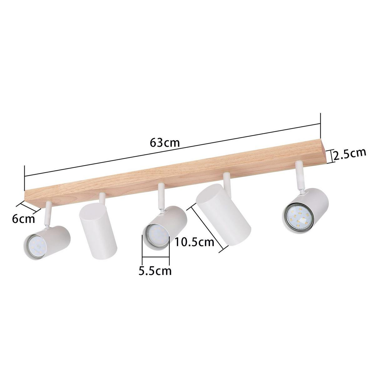 DECKENSTRAHLER Glorielle 10.5/14.3/63 cm - Weiß, Holz (63/10.5/14.3cm) - ZMH