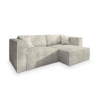 ECKSOFA NERIO P Creme Kordstoff mit Schlaffunktion - Creme/Grau, Holz/Kunststoff (245/148cm) - MASSENO