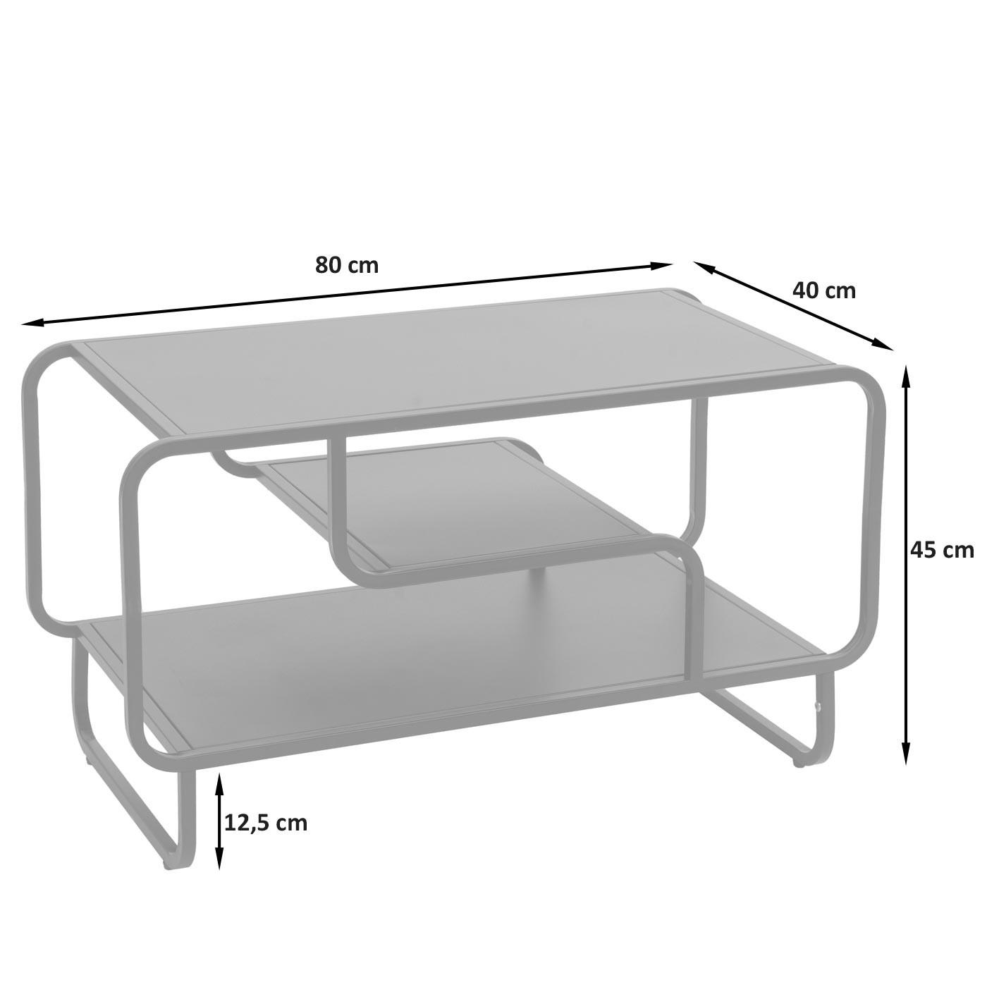 COUCHTISCH rechteck Schwarz - Schwarz, Metall (40/80/45cm) - MCW