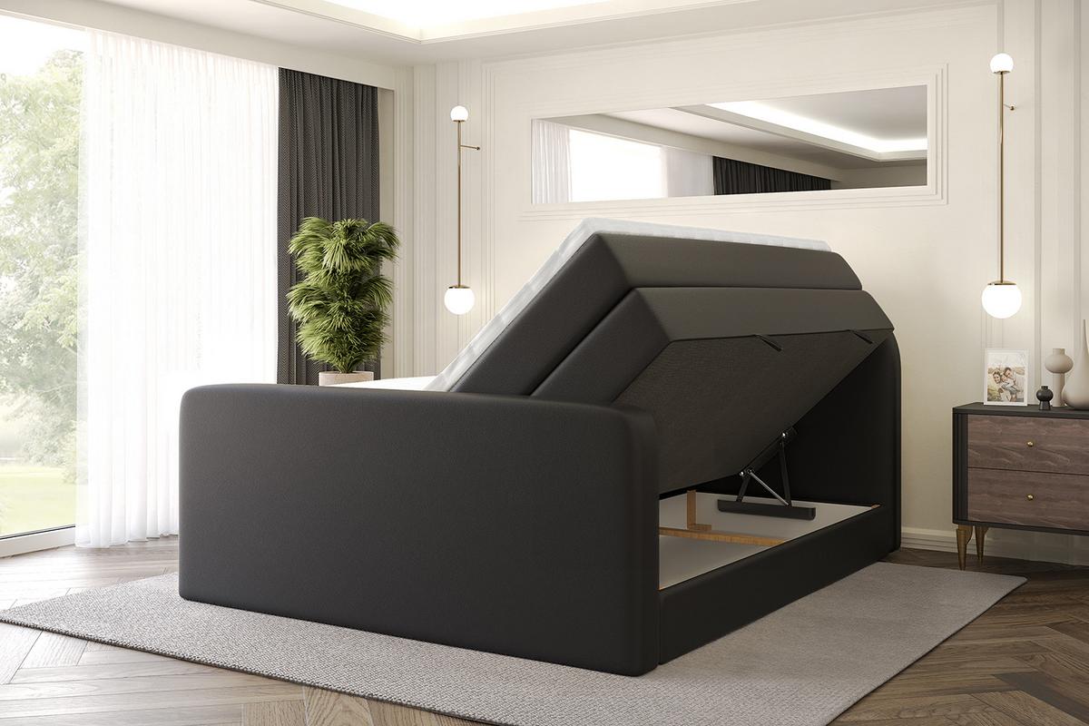 BOXSPRINGBETT mit Matratze und Lattenrost - NOX-Z KING-140x200 - Schwarz Kunstleder - Schwarz, Holzwerkstoff (140/200cm) - ALTDECOR