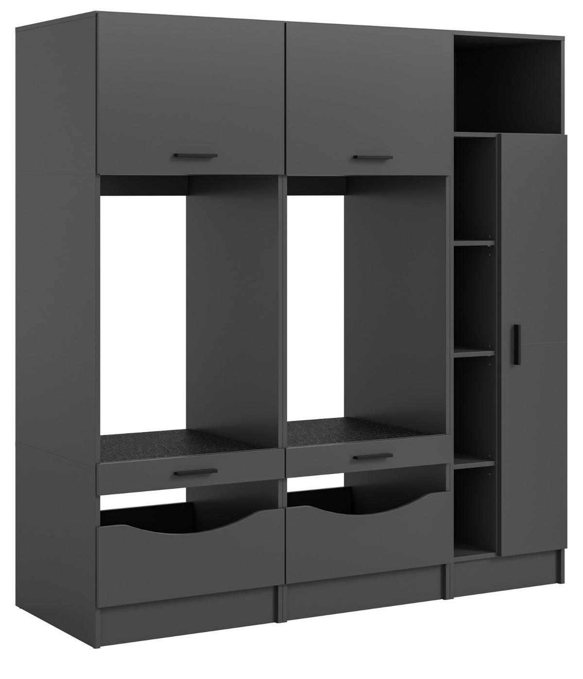 WASCHMASCHINENSCHRANK grau Set 3-teilig 182 x 195 cm, Waschmaschinenumbau mit viel Stauraum - Schwarz/Grau, Holzwerkstoff/Kunststoff (182/195/68cm) - Inn.Furn
