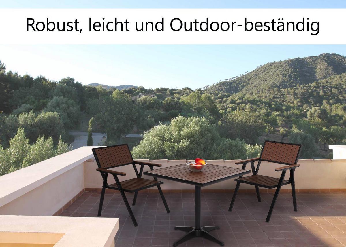 GARTENSTUHL+GARTENTISCH Schwarz, Dunkelbraun - Dunkelbraun/Schwarz, Kunststoff - MCW