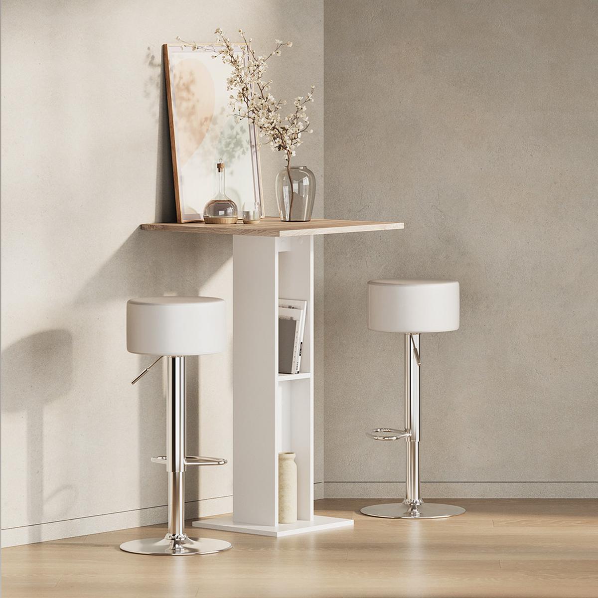 BARTISCH Regusa Weiß/Sonoma 65 x 65 cm - Weiß/Sonoma Eiche, Holzwerkstoff (65/65/106cm) - Livinity®