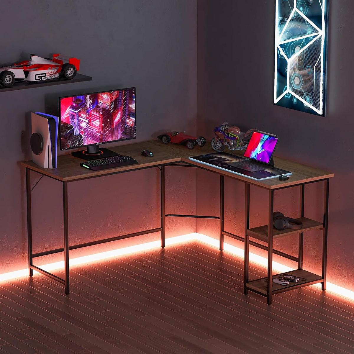 COMPUTERTISCH Natur - Naturfarben, Holzwerkstoff (138/138/75cm) - COSTWAY