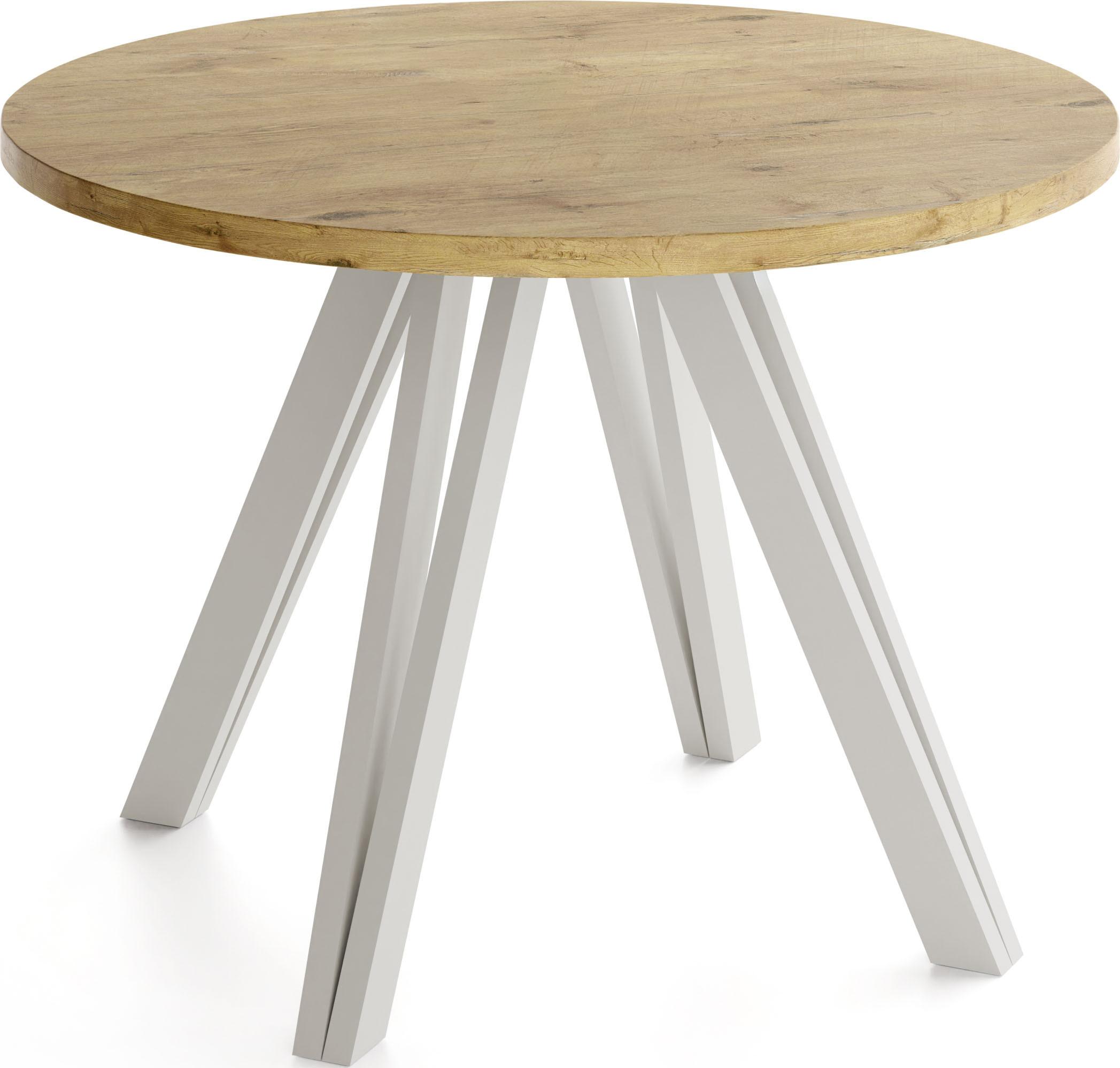 ESSTISCH Ravero runder ausziehbarer, Eiche Hell Braun 100/100/77 cm - Kaschmir/Eichefarben, Holz/Holzwerkstoff (100/100/76.5cm) - WFL GROUP