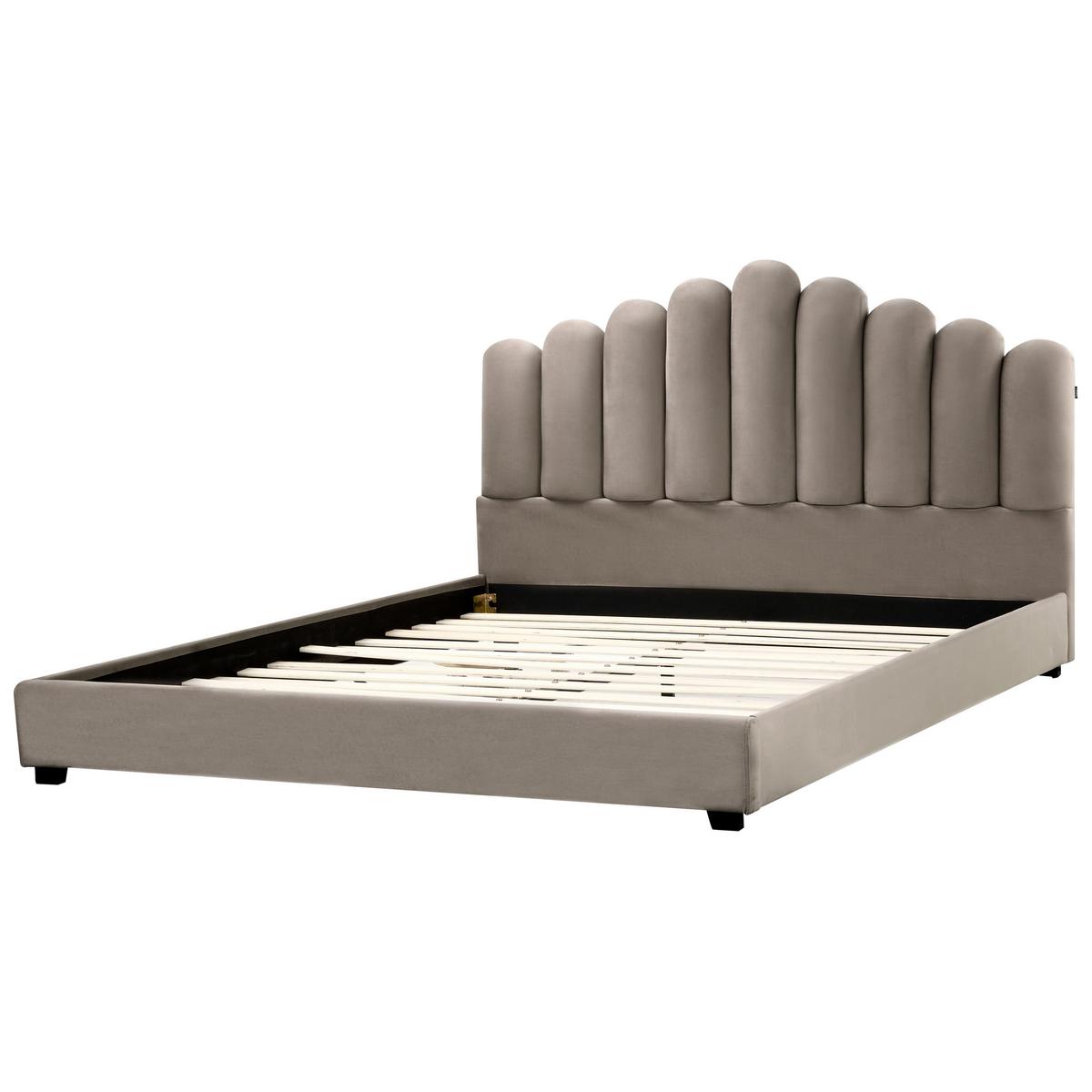 BETT mit Lattenrost 180/200 cm Taupe Vincennes - Taupe/Schwarz, Textil (180/200cm) - Beliani