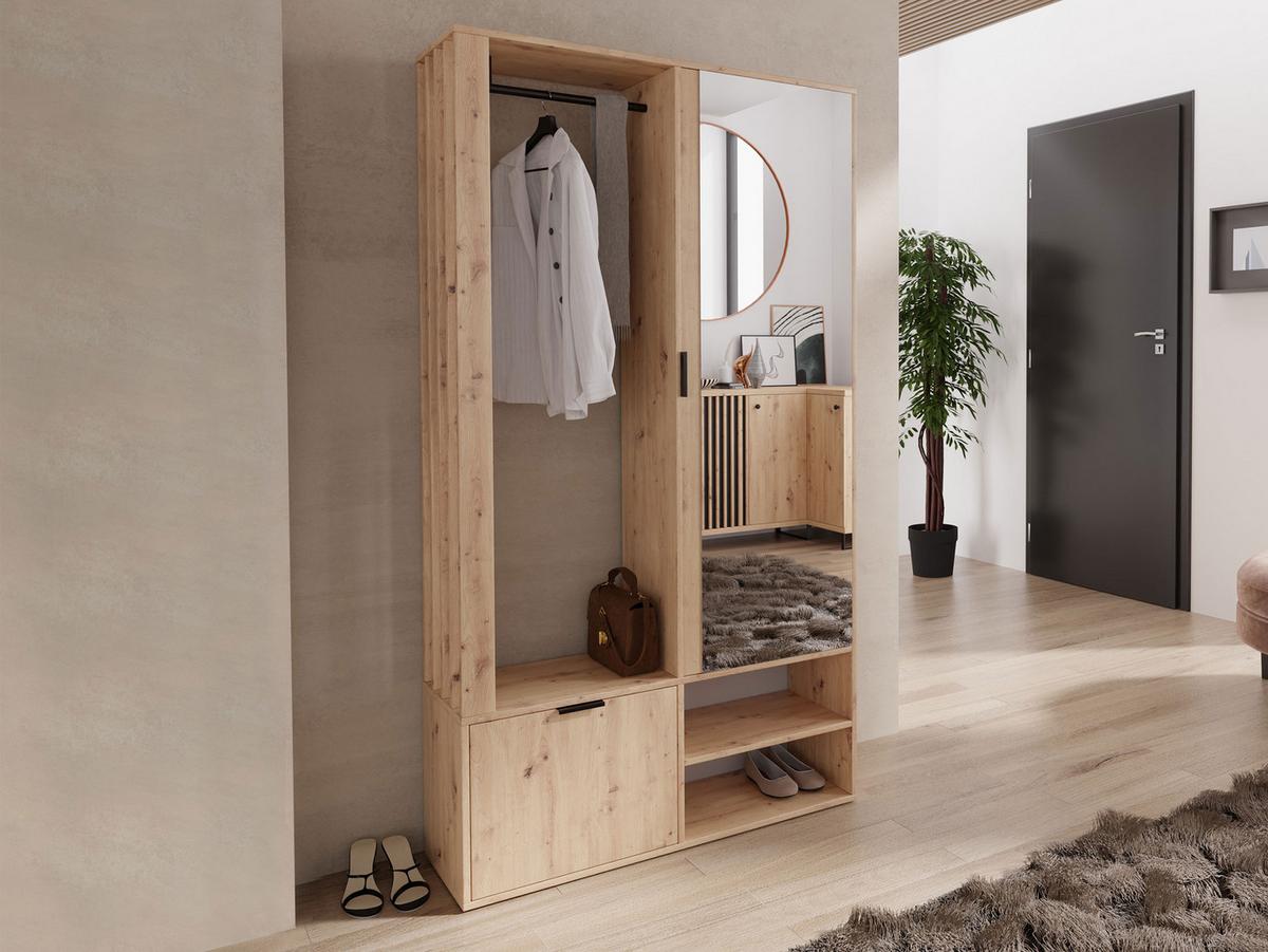 GARDEROBE Milo - Schwarz/Eiche Artisan, Holzwerkstoff/Kunststoff (100/190/33cm) - MIRJAN24
