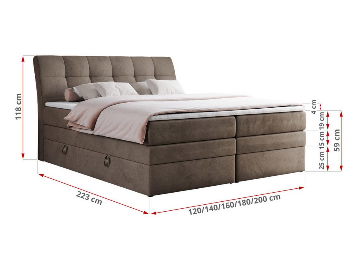 BOXSPRINGBETT GOLD-10 KING 180/200 Braun Velvet - H4 - Braun, Holz/Textil (180/200cm) - MKS