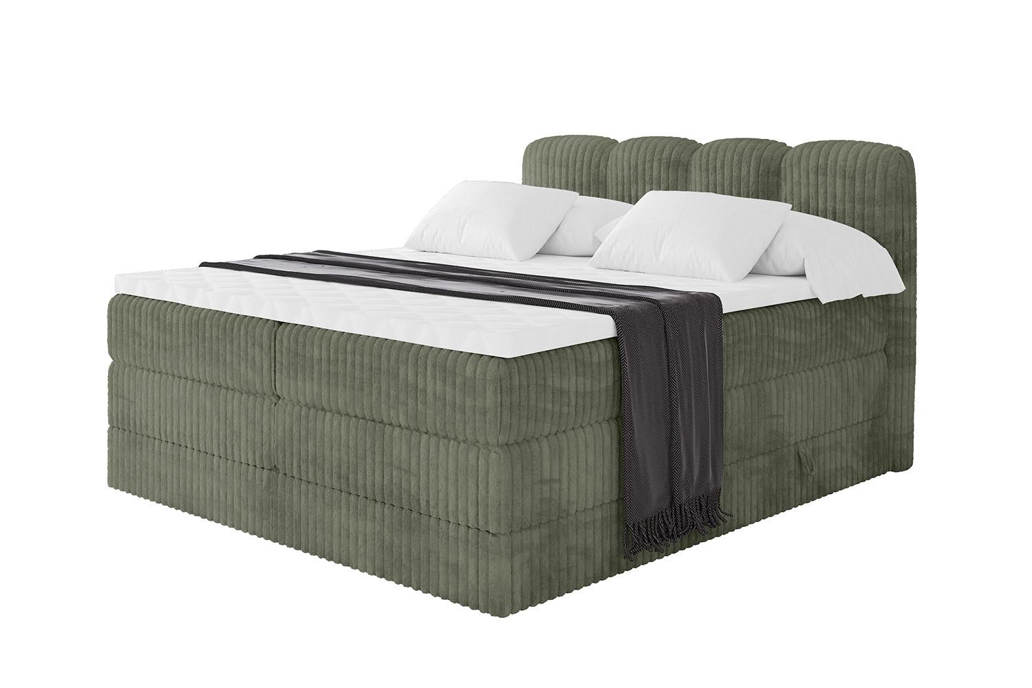 BOXBETT mit Matratze H3|H4 - NINA KING - 180x200 cm - Olive - Olivgrün, Holzwerkstoff (180/200cm) - ALTDECOR