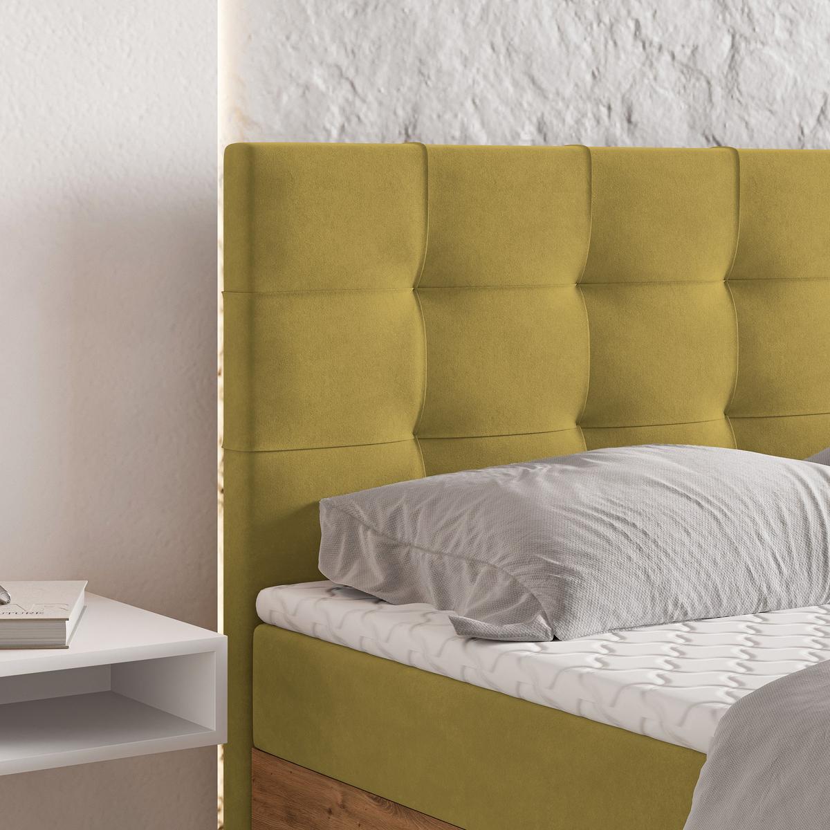 BOXBETT MOLVEN 180x200 cm mit Matratze und Topper - Gelb - Gelb, Holz (180/200cm) - MASSENO
