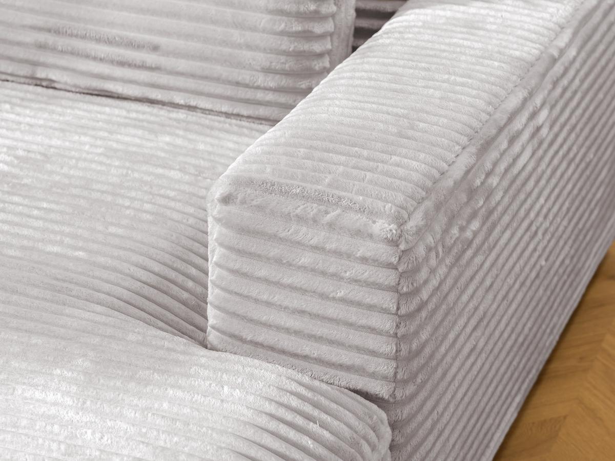 ECKSOFA Wolke mit tiefer Sitzfläche, Schlaffunktion und praktischem Bettkasten aus weichem Hellgrau Cordstoff - Hellgrau/Schwarz, Holz/Kunststoff (225/162cm) - S-Style