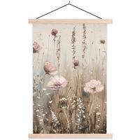 POSTER MIT MAGNETLEISTEN Blumen - Rosa - Modern - Beige Deko Wohnzimmer 40x60 cm - Beige, Textil (40/60/0.15cm) - MuchoWow
