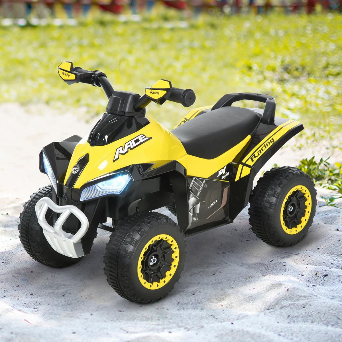 RUTSCHAUTO Kinder Tretauto Kinderauto mit Füßen rutschen Licht Musik Gelb - Gelb, Metall (67/5/38cm) - HOMCOM