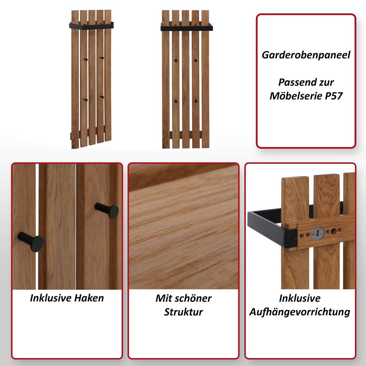 GARDEROBENPANEEL Eiche Dekor - Eiche Wotan, Holz (40/120/21cm) - MCW