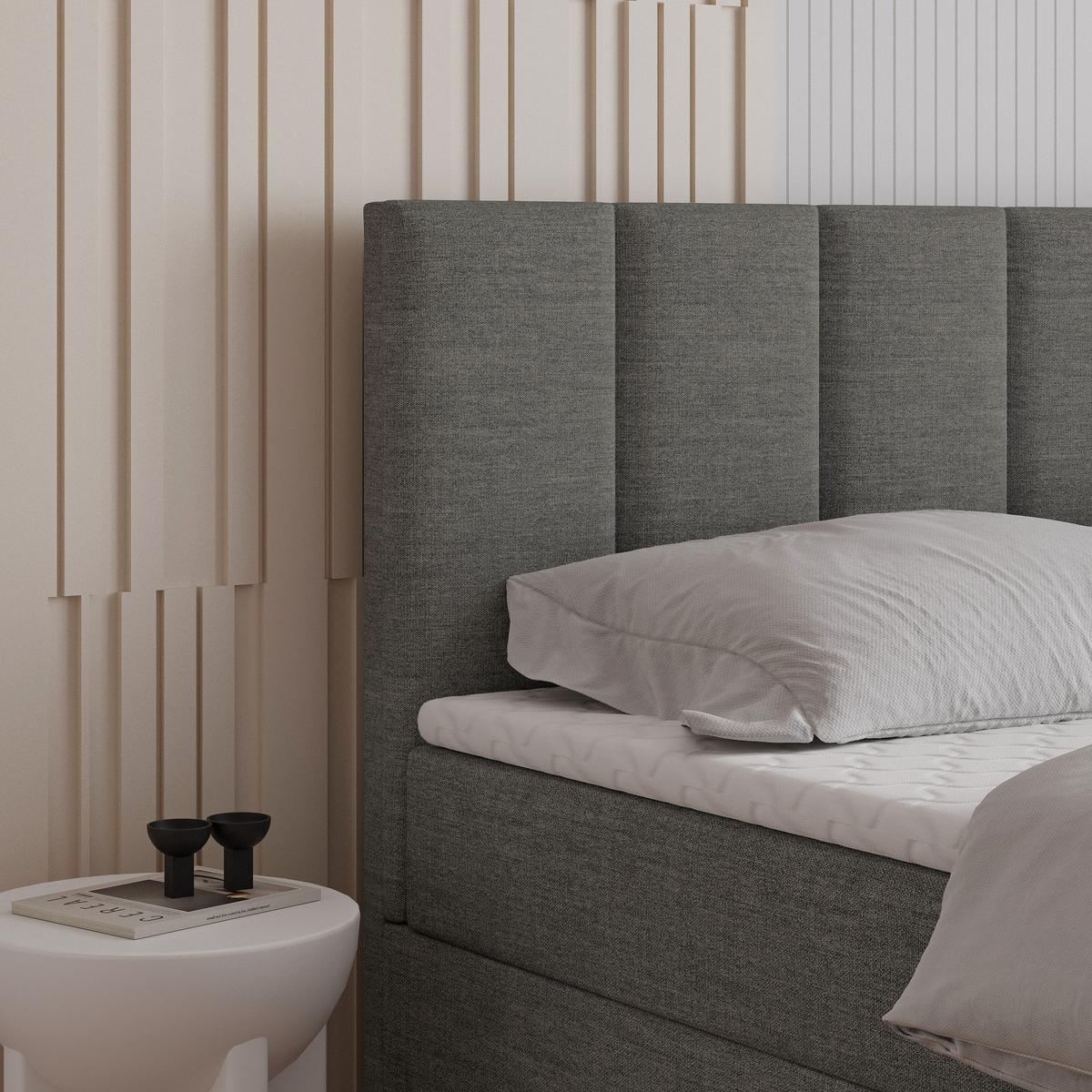 BOXBETT MERIL 160x200 cm mit Matratze und Topper - Dunkelgrau - Dunkelgrau, Holz (160/200cm) - MASSENO