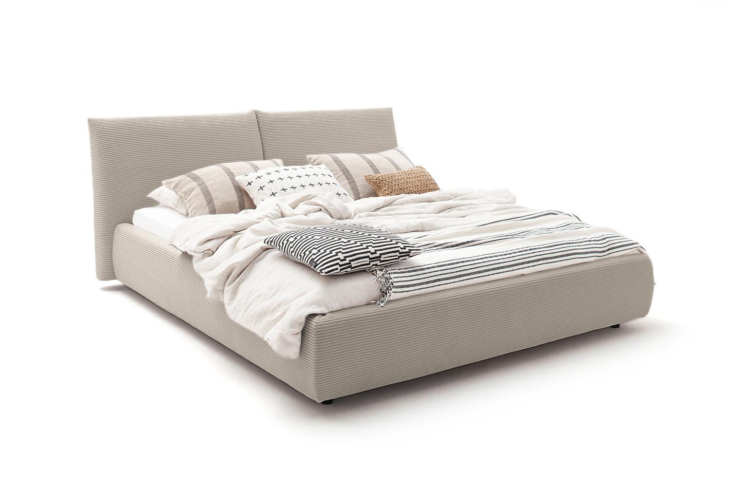 POLSTERBETT HENRY Granit Cord - Hellgrau/Grau, Textil (180/200cm) - KAWOLA