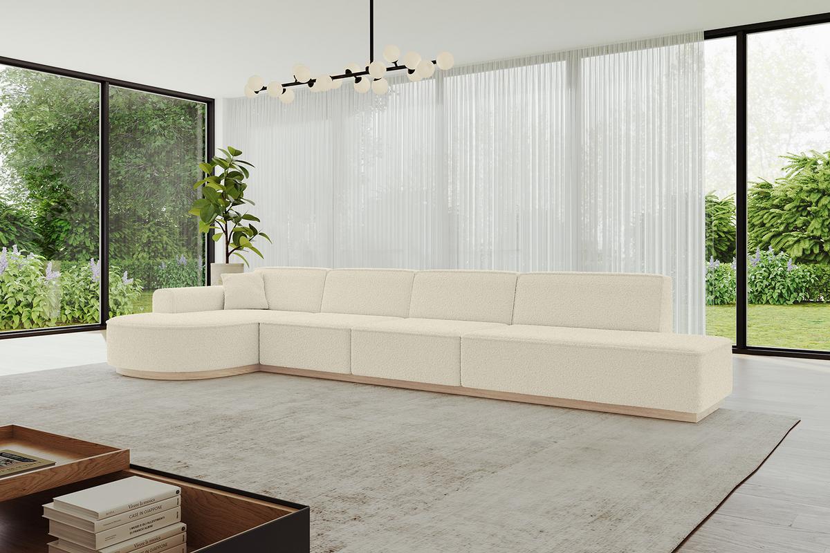 ECKSOFA Ottomane Links ARRIO-L3 - 413x171x83 cm Beige - Beige, Holzwerkstoff/Textil (413/171cm) - ALTDECOR