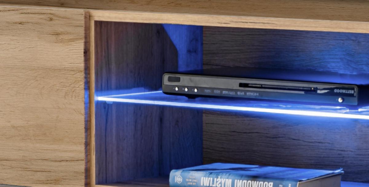TV-LOWBOARD Eiche Wotan 180 cm hängend, Set inklusive LED-Beleuchtung und Akustikpaneel - Eiche Wotan, Glas/Holzwerkstoff (180/148/40cm) - Inn.Furn