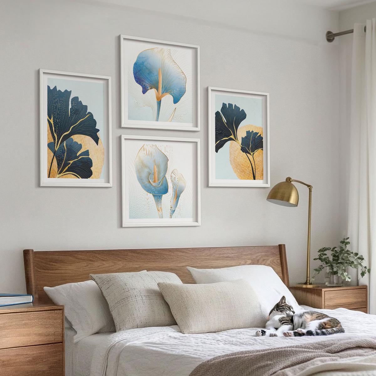 BILDER SET 4er Set - 50x50 cm & 40x60 cm Weißer Rahmen - Zitronenweinporträt Kahlo - Weiß, Kunststoff (50/50cm) - TULUP