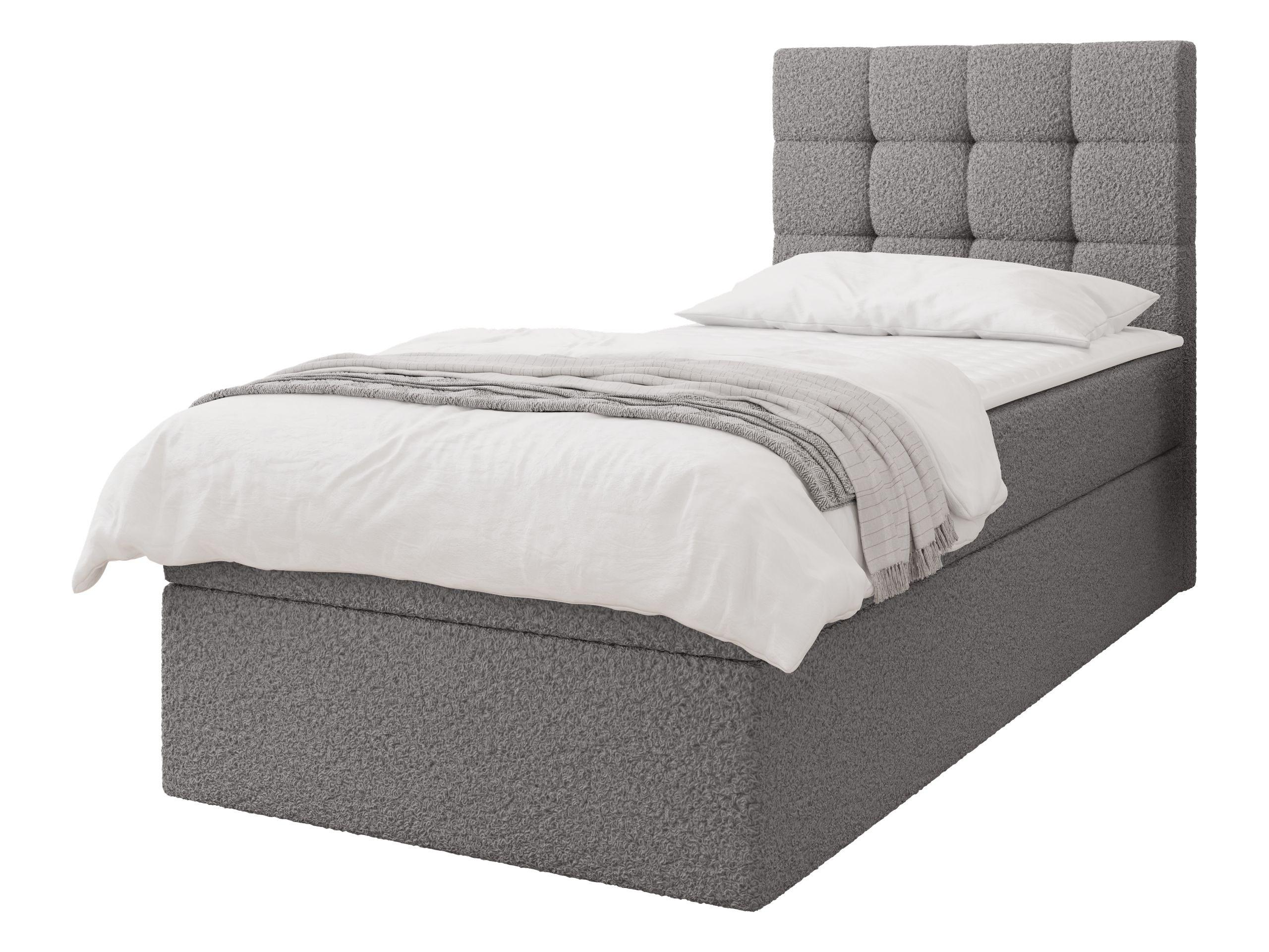 BOXBETT Luanda Boucle Single - H3 - Schwarz/Grau, Holz/Kunststoff (90/200cm) - MIRJAN24
