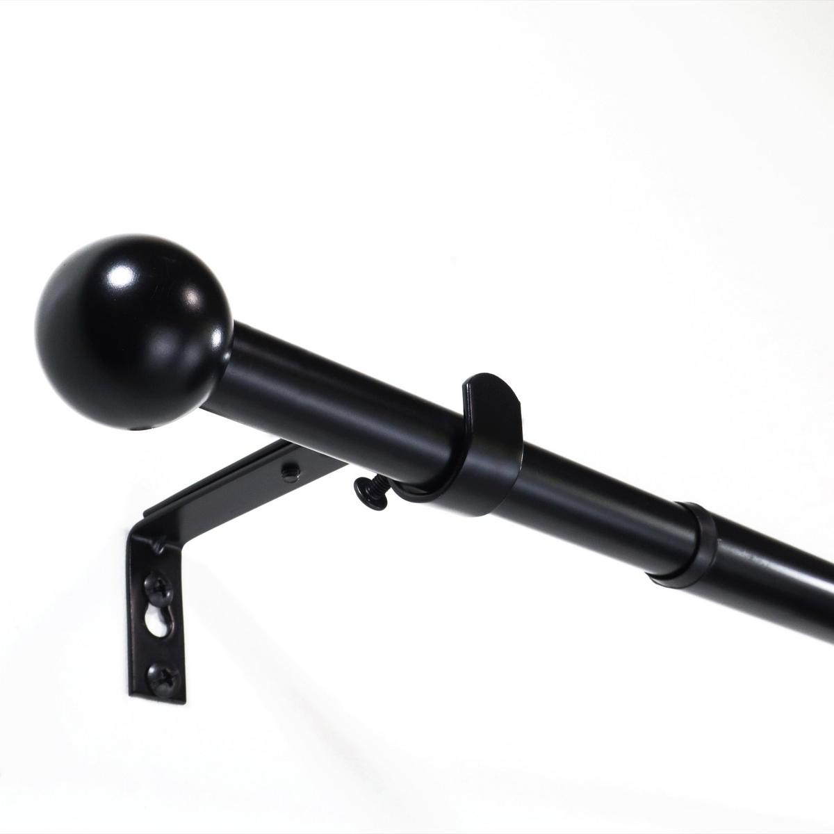 GARDINENSTANGE ausziehbar 120-210cm 1-Lauf Flexa Kugel - Schwarz, Metall (120cm) - Deco-Raum