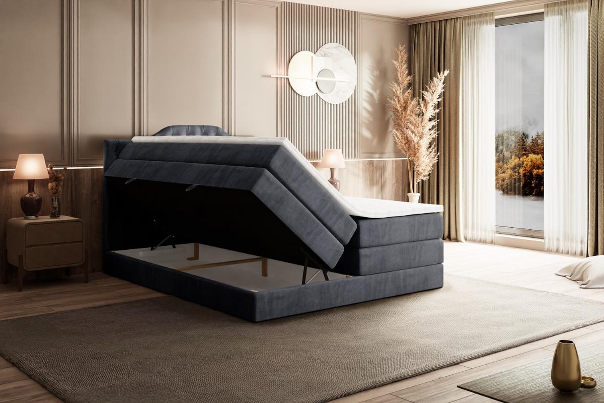 BOXSPRINGBETT VILA-1 KING - 200x200 - H3/H4 - Dunkelgrau - Dunkelgrau, Holzwerkstoff (200/200cm) - ALTDECOR