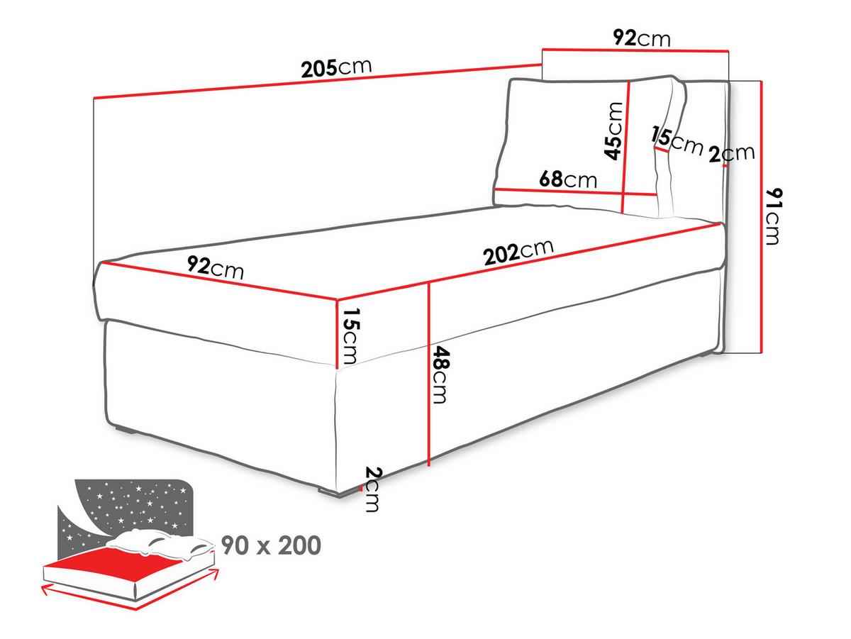 BOXBETT Posi Cord - Hellbraun/Schwarz, Holzwerkstoff/Kunststoff (90/200cm) - MIRJAN24