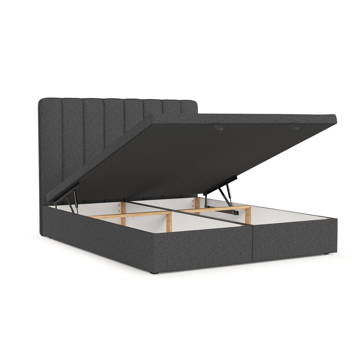 POLSTERBETT Vienna mit Stauraum 120/200 cm Anthrazit im Megan Stoff - Anthrazit/Schwarz, Holz/Holzwerkstoff (120/200cm) - AltaBeds