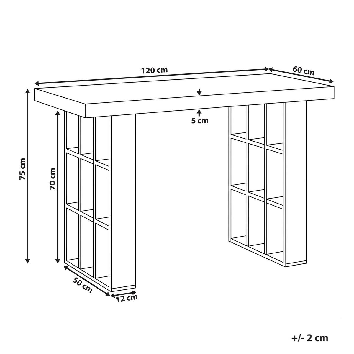 SCHREIBTISCH Hellbraun 120/60 cm mit Fächern Elura - Braun, Holzwerkstoff (60/120/75cm) - Beliani