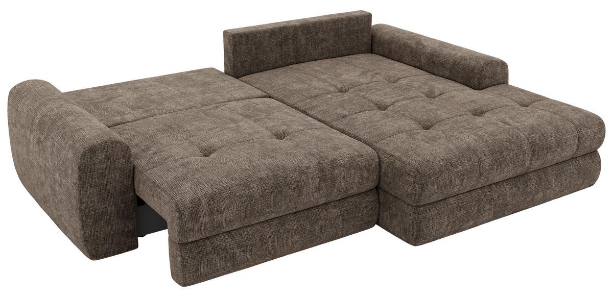 ECKSOFA ARELIA L - Braun Schenille grob gewebt - Links Seite - Schwarz/Braun, Kunststoff/Textil (292/205cm) - MKS