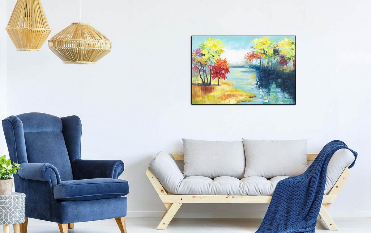 ACRYLBILD HANDGEMALT 90/60 cm - Multicolor, Holz/Textil (90/60cm) - KUNSTLOFT