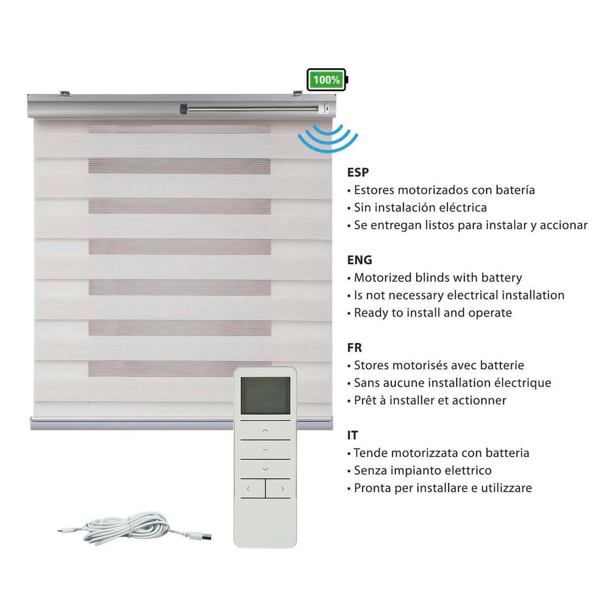 DOPPELROLLO Motorisiertes Leinen 100x250 cm - Beige, Kunststoff (100/250cm) - STORESDECO
