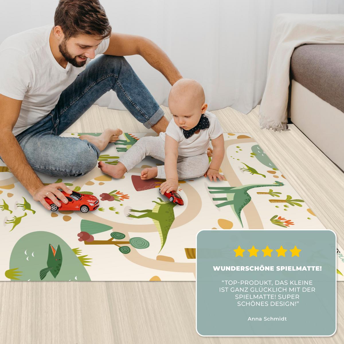 KINDERTEPPICH Dino - Grün - Natur - Kinder - Design Kinderzimmer 90x135 cm - Beige, Kunststoff (90/0.3cm) - OnlyWow