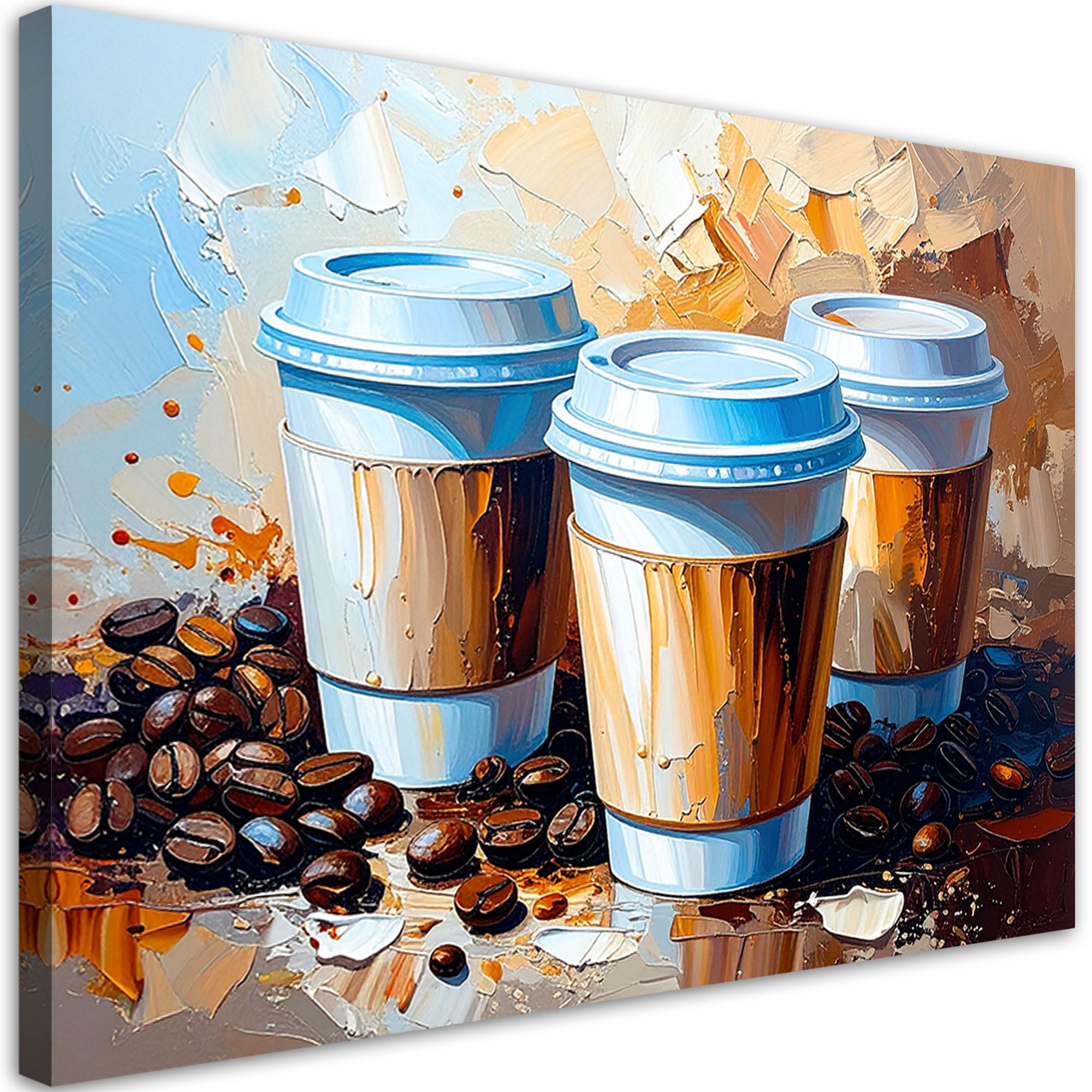 LEINWANDBILD Kaffeetassen 90x60cm - Braun, Textil (90/60cm) - Feeby