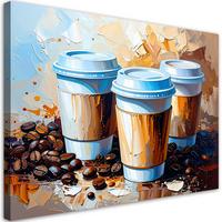 LEINWANDBILD Kaffeetassen 90x60cm - Braun, Textil (90/60cm) - Feeby