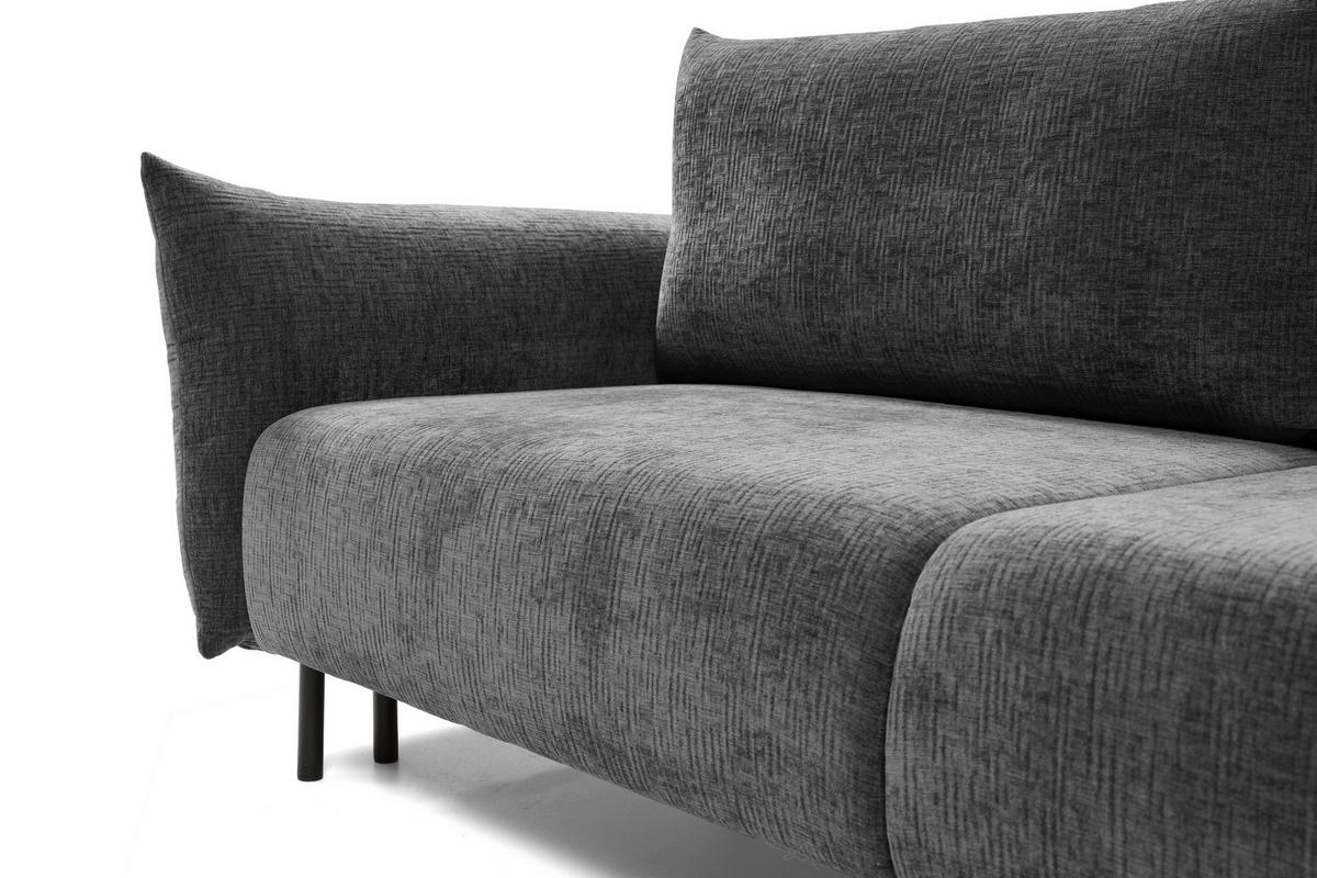 BETTSOFA UNO Graphitfarben Chenille-Stoff mit Schlaffunktion - Graphitfarben, Holz (240/90/108cm) - MASSENO