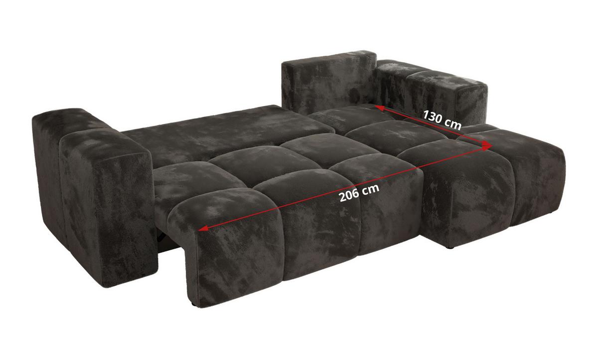 ECKSOFA MONIVA Dunkelgrau Plüsch - Links - Dunkelgrau/Schwarz, Kunststoff/Textil (164/266cm) - MKS