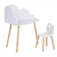 KINDERTISCH und Stuhlset Weiß Cloudy - Hellbraun, Holzwerkstoff (65/77/26cm) - Beliani